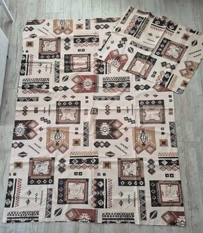 Povlečení tmavě hnědé/béžové nové 2 lůžka