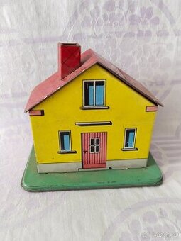 Plechová kasička,retro , stará hračka - 1