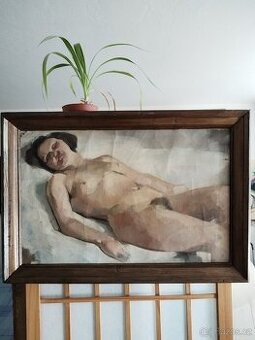 obraz LEŽÍCÍ DÁMA, akt, olej, sign. Charles Kvapil 1944