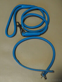 Obojek a vodítko Glamour Round pravá kůže