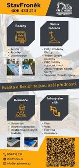 Zemní a výkopové (bagrování), zednické a stavební práce