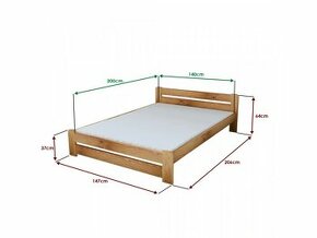 Dřevěná postel - masiv 140x200 cm - rám postele bez roštu