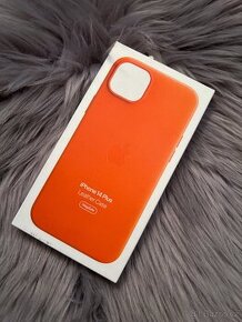 Iphone 14 plus kožený oranžový kryt magsafe