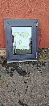 Okno, antracit, 57x70cm, linear profil, nové, trojsklo