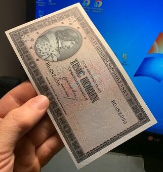 Staré bankovky 1000 kčs 1945 bezvadný stav UNC