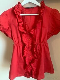Dámská červená košile s krátkým rukávem, vel. M