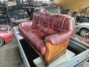 Pohovka gauč Aneta II pravá kůže + masiv