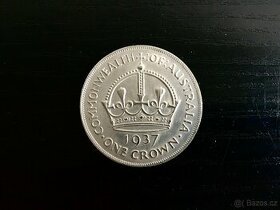 Stříbrná mince One Crown Australia 1937