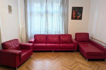 Kožená sedací souprava (gauč + divan + křeslo)