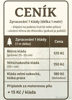 Štípání a řezání palivového dřeva