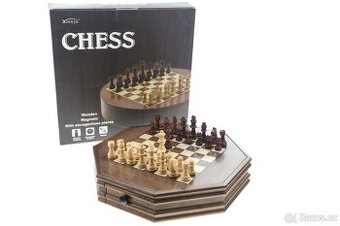 Dřevěná šachovnice Octagon 34x34 cm s magnetickými figurkami