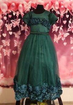 Dívčí společenské smaragdové šaty