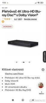 LG UBK 90 UHD Blu-Ray přehrávač