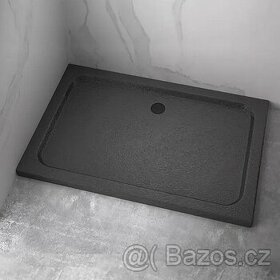 Koupelnová vanička litý mramor 155x78cm - černá