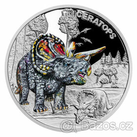 Prodám 1 Oz stříbrnou minci Triceratops (proof)