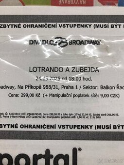 Vstupenky na divadlo24.5.Lotr a Zubej