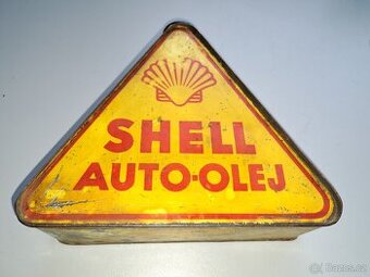 Trojhranná/trojúhelníková plechovka SHELL AUTO OLEJ