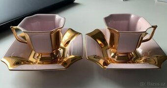 Sada šálků a podšálků Růžový porcelán
