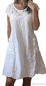 Bílé lehké bavlněně šaty - L/XL/XXL