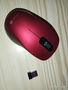 Myš na PC, bezdrátová, červená, skoro nová
