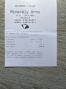 Lístky na Minerály Brno
