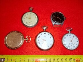 Kapesní hodinky OMEGA 4 ks funkční + náramkové vojenské hodi