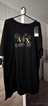 Bavlněné šaty Armani Exchange - černé,mini,oversize