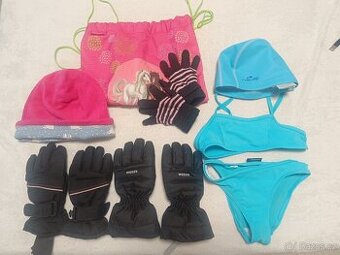 Rukavice,plavky...čepice . decathlon pro dívku 8-10 let