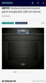 Nová parní tr SIEMENS STUDIOLINE HS958GDD1 s pev.připoj vody