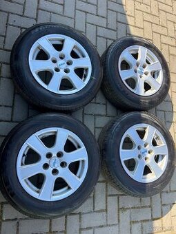 4x alu disky 5x100 R15, pěkné letní pneu 80%