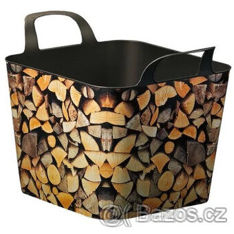 Koš na dřevo 36l flexibilní s motivem dřeva