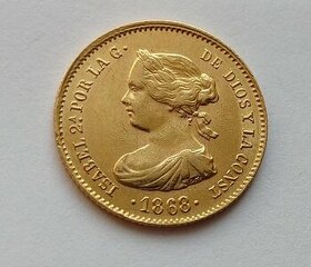 Zlatý 4 Escudos 1868 - Izabela II. - 1