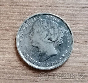 Kanada stříbro 20 Cents 1865 Newfoundland stříbrná mince