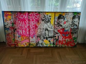 Banksy - Love is all we need (105x215) rámované
