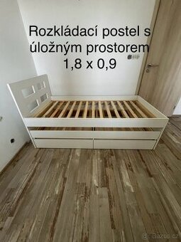 Postel s výsuvným druhým lůžekem 90 x 180