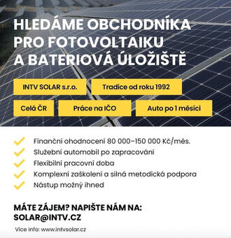 💼 HLEDÁME OBCHODNÍKA PRO FOTOVOLTAIKU A BATERIOVÁ ÚLOŽIŠTĚ