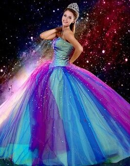 LUXUSNÍ plesové šaty DUHOVÉ