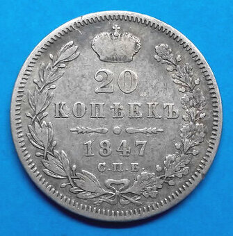 Stříbrná mince Rusko car Mikuláš I.