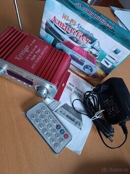Zesilovač + FM radio + přehrávač SD/MMC 12V/220V