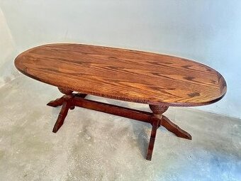 888 Konferenční stůl stolek rustikální oválný masiv