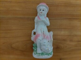 Nová krásná soška dívka květinářka s ptáčkem dekorace SLEVA