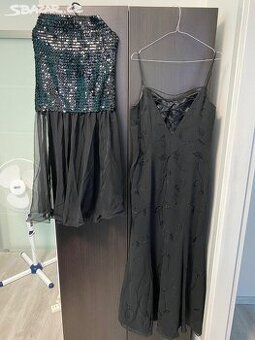 2x Dámské černé plesové společenské šaty,jako nové