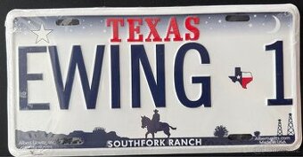 Originální SPZ EWING 1 – Southfork Ranch, seriál Dallas