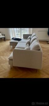 IKEA SÖDERHAMN 4místná pohovka s lenoškou, světle béžová