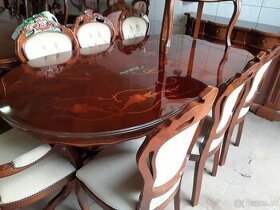 Jídelní italský stylový set 2,2m + 8 židlí – kůže JS6.48 - 1