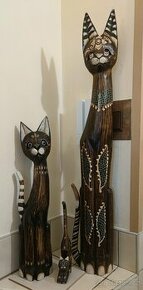 Dřevěné kočky, dekorace, sběratelství, 3 velikosti