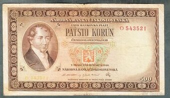 Staré bankovky 500 kčs 1946