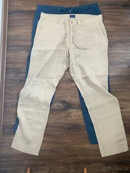 Lnene panske kalhoty Gant XL modre, bezove
