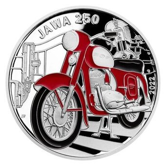 Stříbrná mince ČNB 500 Kč - Motocykl Jawa 250 PROOF (2022)
