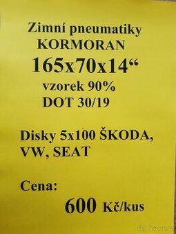 Zimni pneu 165x70x14" a celoroční 175x65x14" disky 5x100 Š